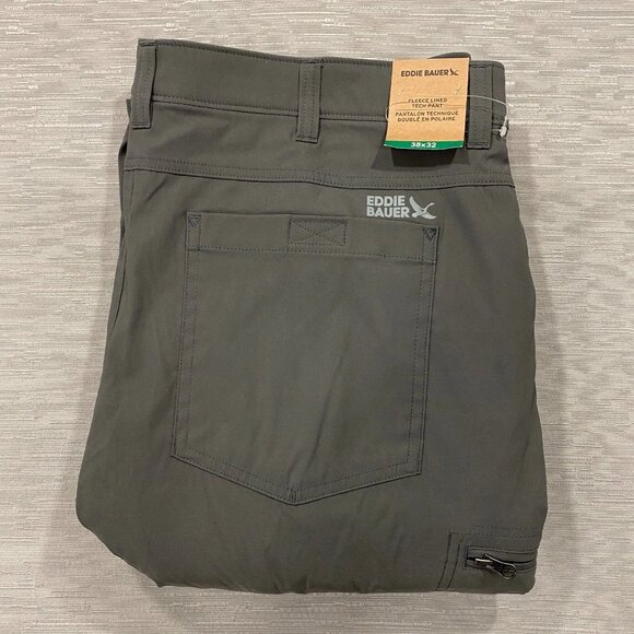 Eddie Bauer Fleece Lined Tech Pants Mens 38 x 32 Gray Water Repellent Insulated - Picture 4 of 13
